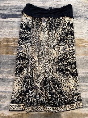 Angie Black and Cream Paisley Maxi Skirt
